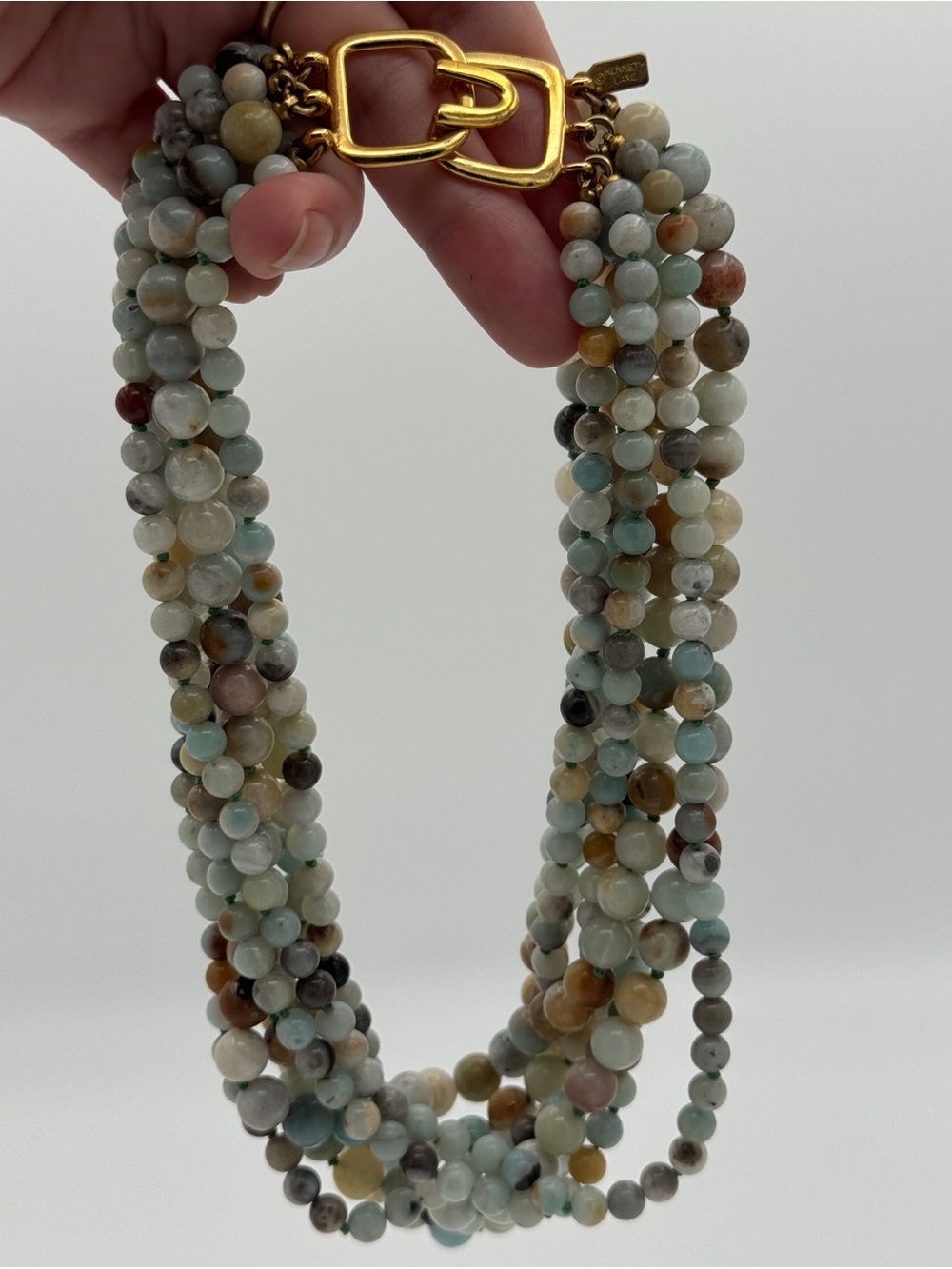 Kenneth Jay Lane KJL Multi Strand Amazonite Necklace Rare Vintage NOS
